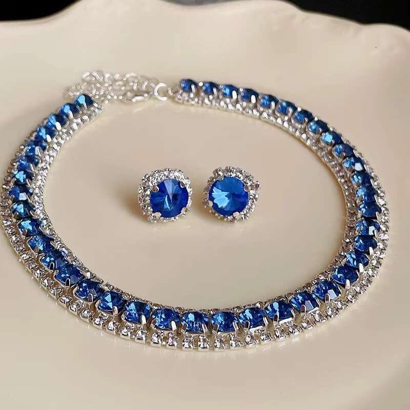 Colorful Moissanite Jewelry Necklace Sterling Silver 925 Earrings Anniversary Wedding Jewelry Sets