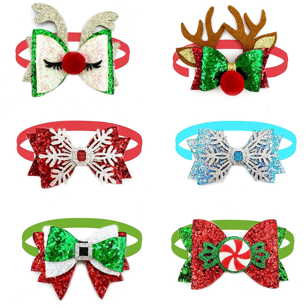 5030pcs Christmas Bows Exquisite Small Dog Bowtie Fashion Adjustable Pet Dog Bow Tie Neckties for Christmas Dog Grooming Bows 251110