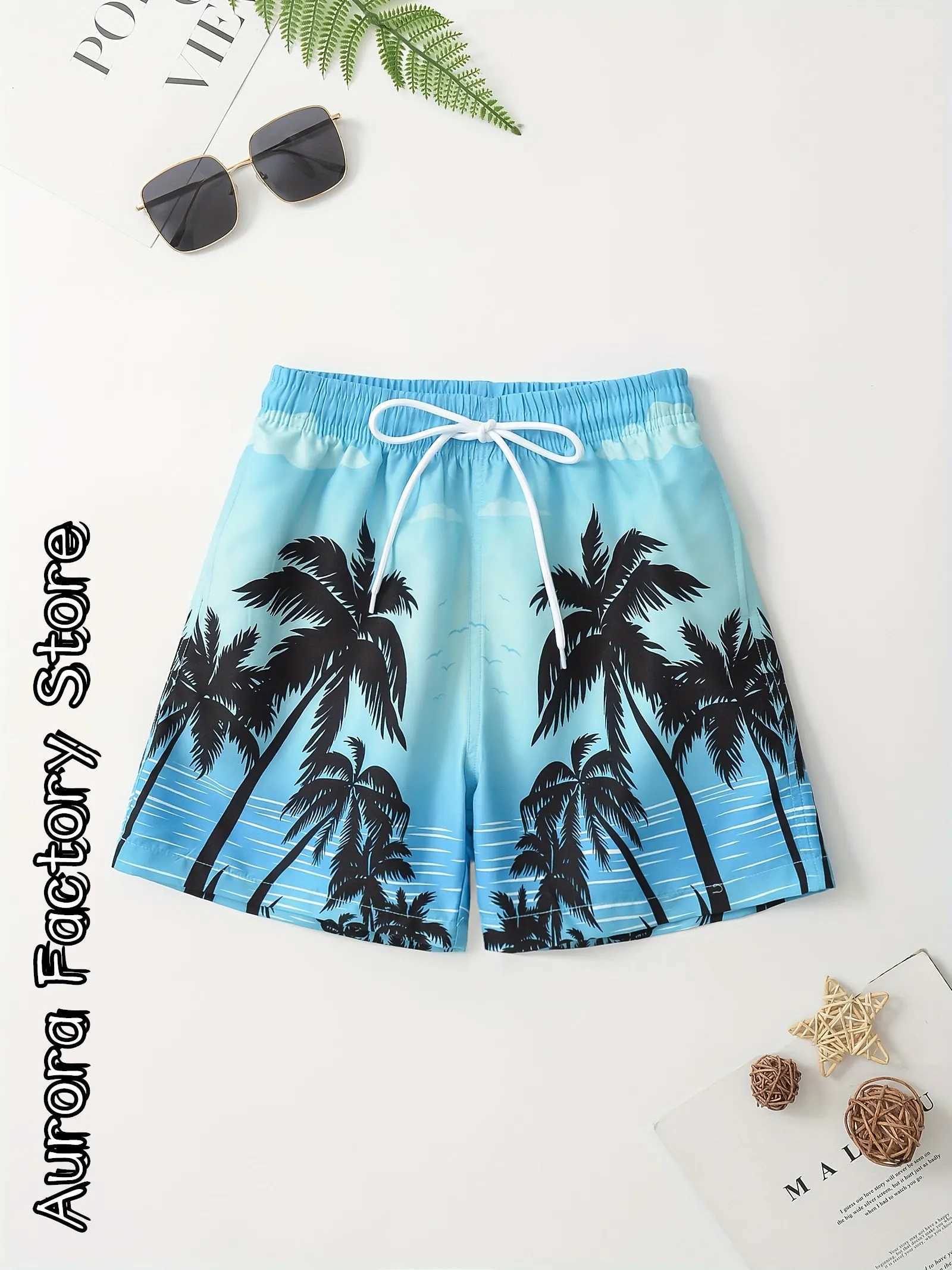 Summer Mens Fashion Shorts 3D Color Coconut Tree Printed Clothing for Boys and Childrens Leisure Hawaii Vacation Shorts Mens Fashion Beach Shorts X250