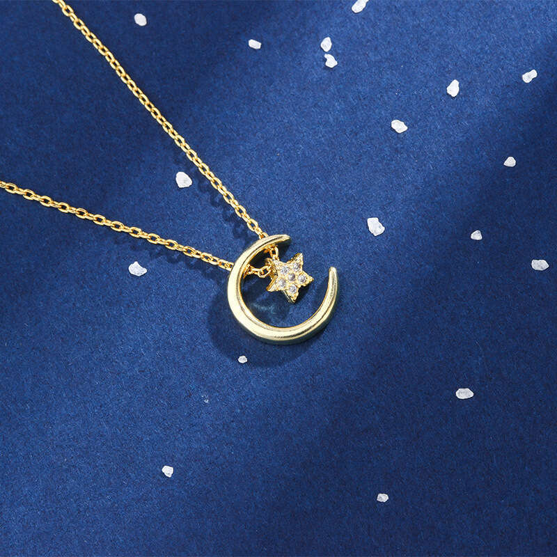 New Star Moon Necklace. Trendy and minimalist temperament, light luxury collarbone chain, high-end jewelry