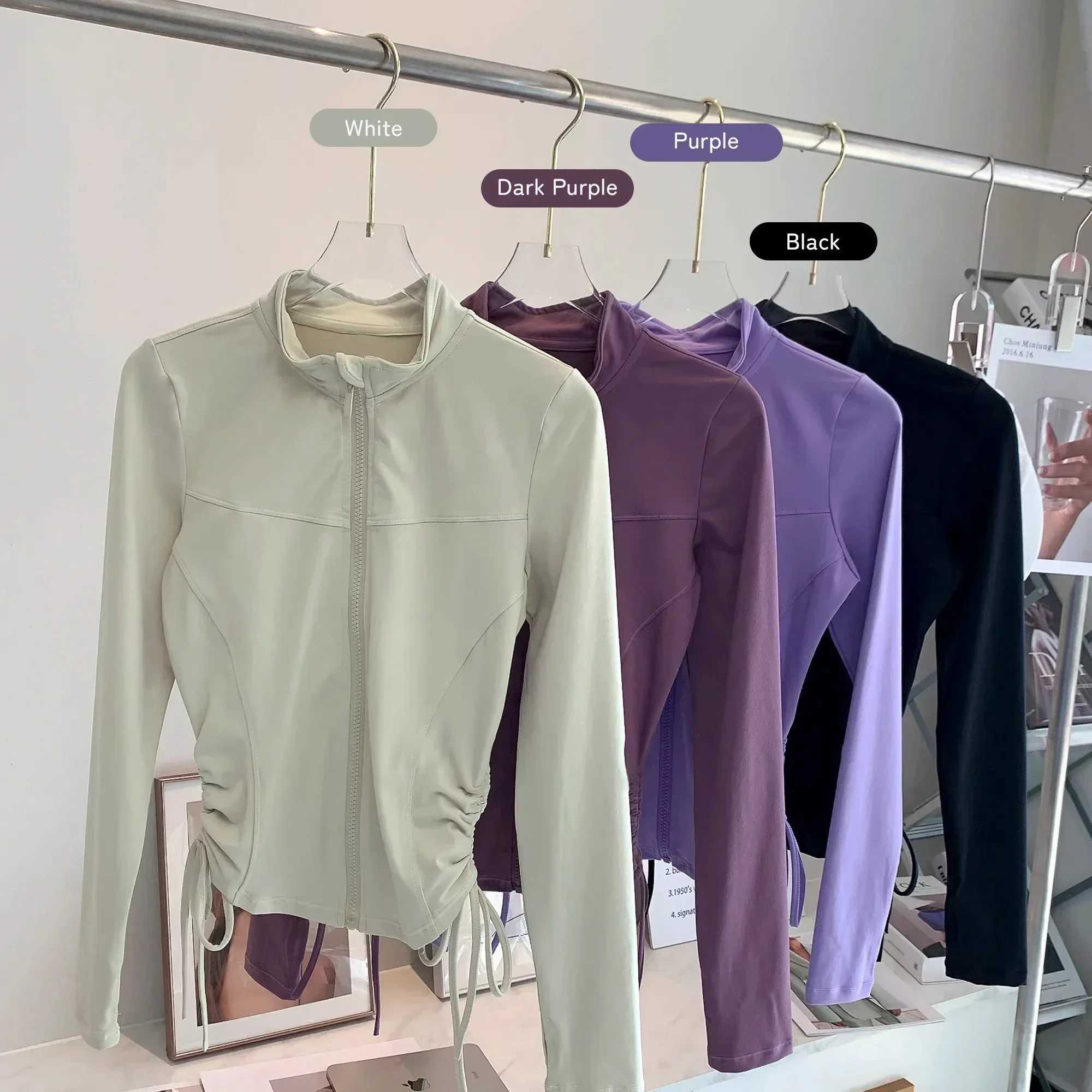2024 womens sports jacket ultra-thin fit long sleeved side zipper top quick drying fitness outdoor running top sports jacketXJ250410