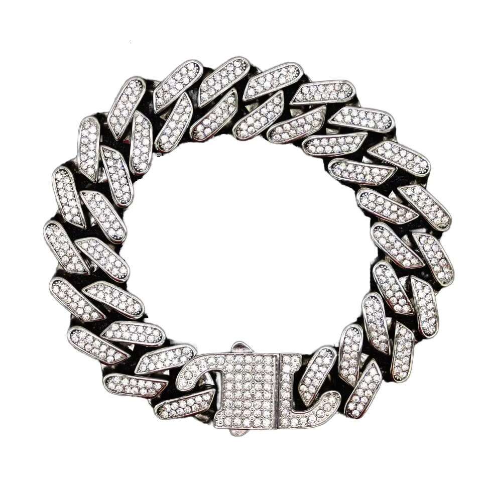 HipHop Heavy Ice Men's Miami Stainless Steel Full Cube Zircon Sier Cuban Chain Jewelry Set