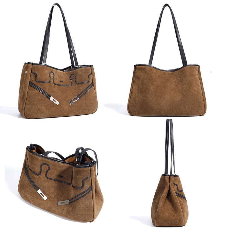 New Women's Bag Matte Cowhide Leather Vintage Niche Design Large Capacity Tote Stylish Top-Handle Commuter Handbag For Work Suotong1110