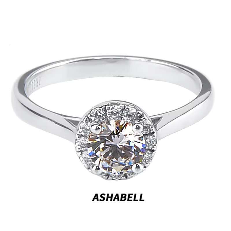 Wholesale Luxury Four Prong Moissanite Ring 1 Ct S925 Sterling Silver 18K Gold Plated Wedding Engagement Ring With Certificate