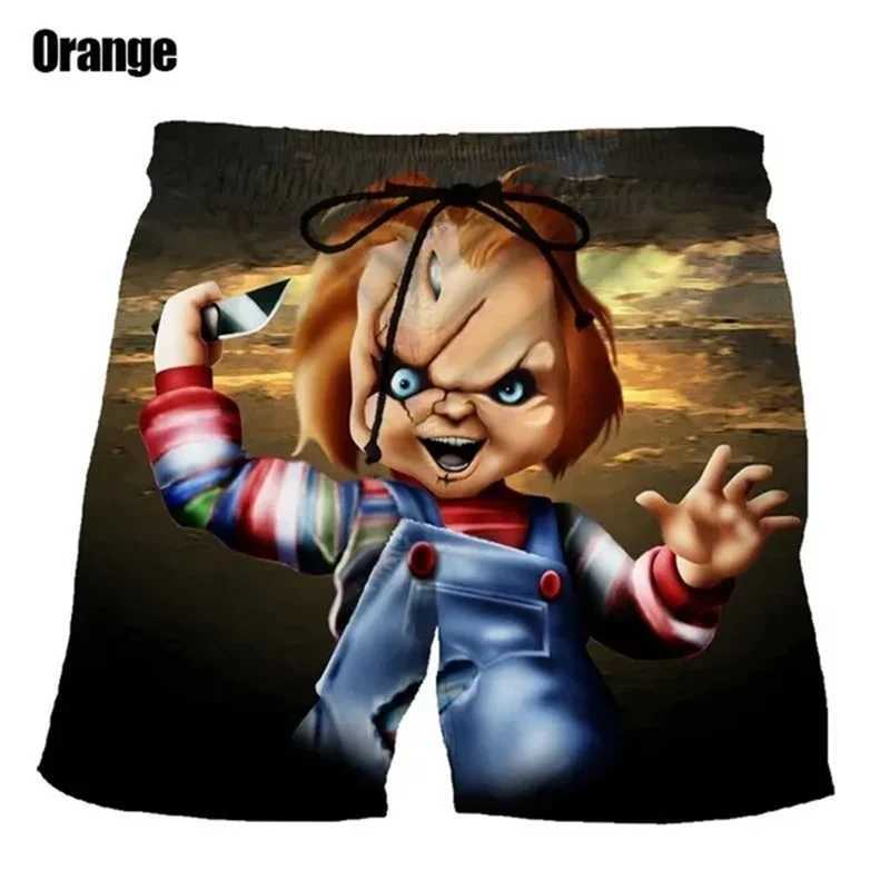 Chucky Doll horror graphic beach shorts mens 3D printed board shorts surfing swim shorts cool childrens shortsW250410