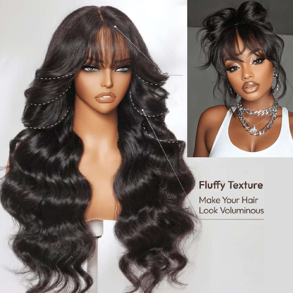 Put On And Body Curtain Bang Bye Knots Glueless Cut 4X4 Lace Front Wigs Human Hair For Beginners No Glue Brazilian Virgin Loose Wave Bleached Pre Pluc