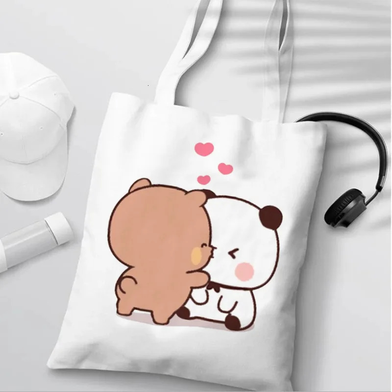 Bubu Dudu Anime Tote Bag Foldable Shopping Aesthetic Fashion Canvas Reusable Female 251110