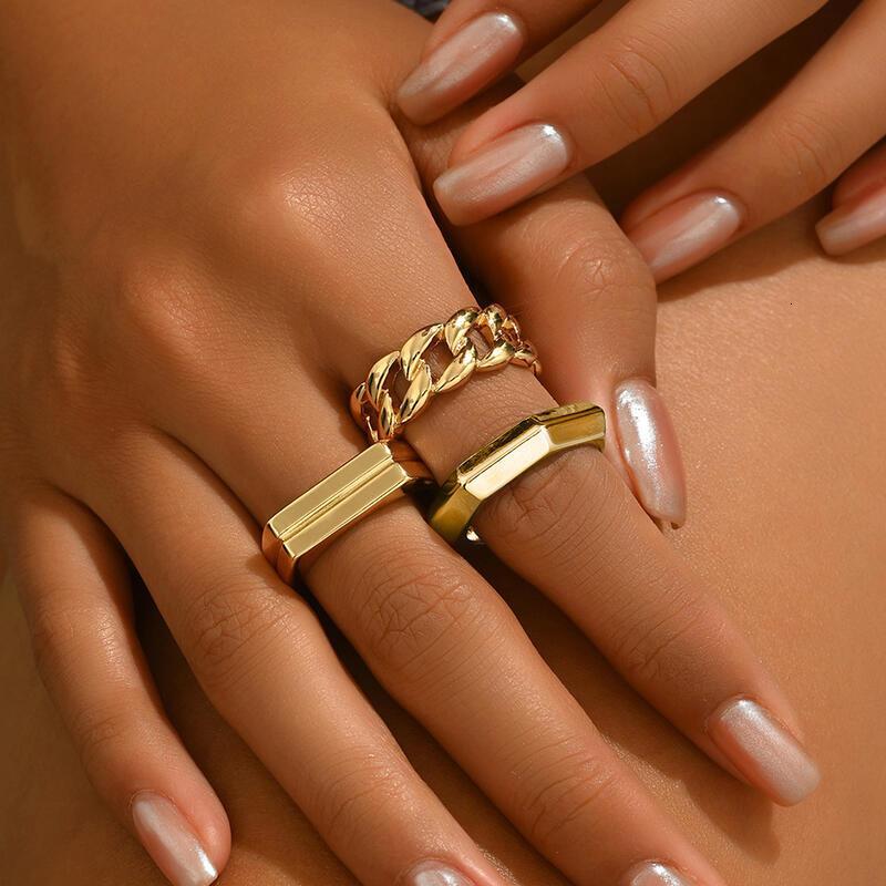 14K Gold Plated Geometric Ring Set TY