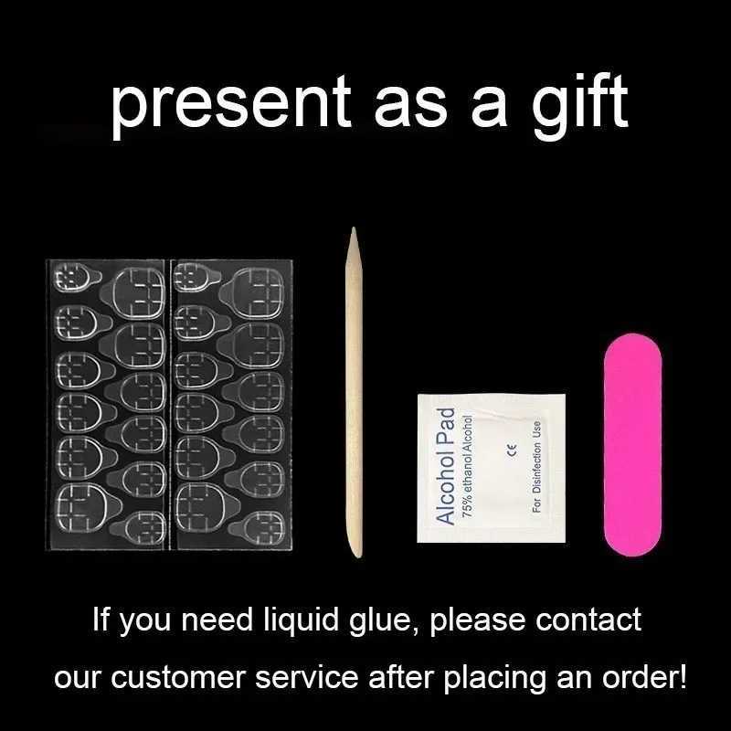 24 Coffin square artificial fake nails with glue pressed onto the nails complete set of tools long purple blue gradient fake nails W250410