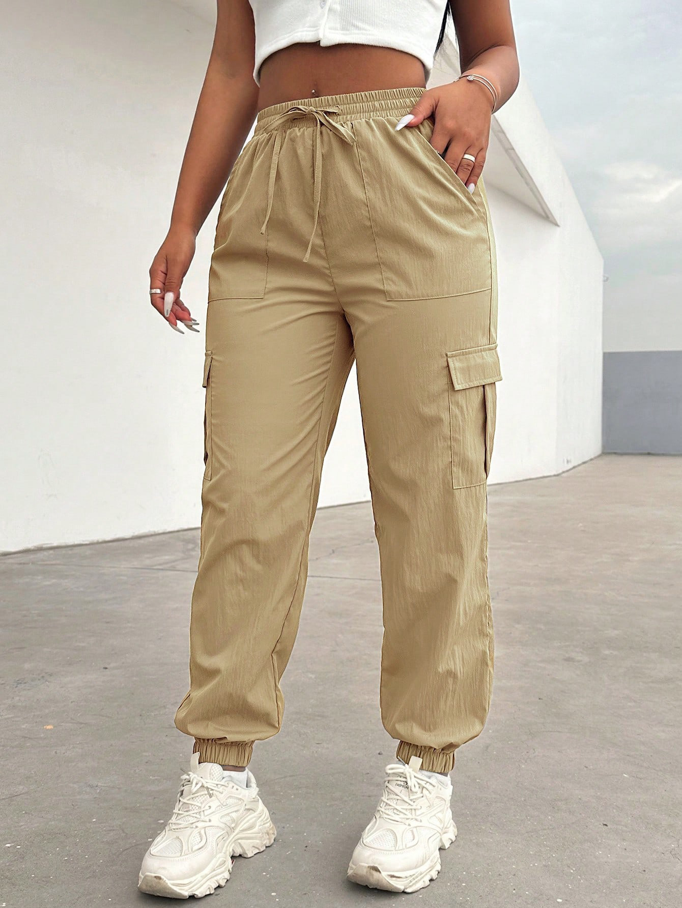 Trousers Casual Flat Waist Pocket Womens Fashion Product Pants Y2K Street Clothing Summer Foundation Z260314