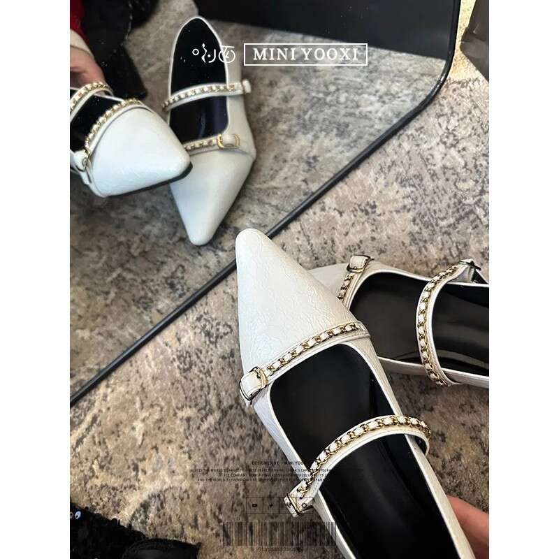 Woman Sandals Spring And Autumn New Coarse Heel Mary Jane Small Women S Fashion Versatile Shallow Mouth Leather Soft Bottom Single Shoes Women
