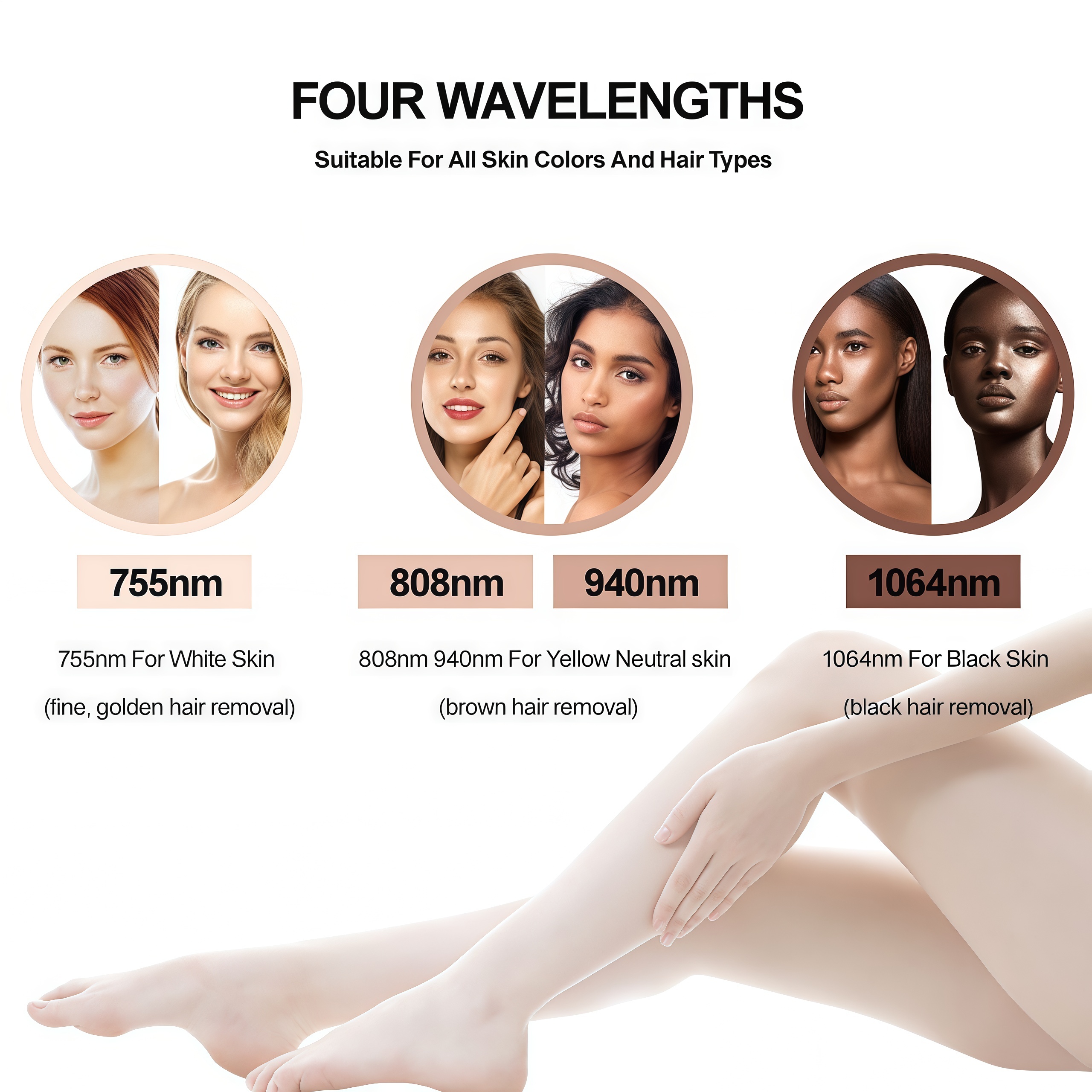 New 4 wavelengths 1064Nm/755Nm/808Nm Laser Hair Removal Permanent Machine Safe and painless hair removal, suitable for beauty salons
