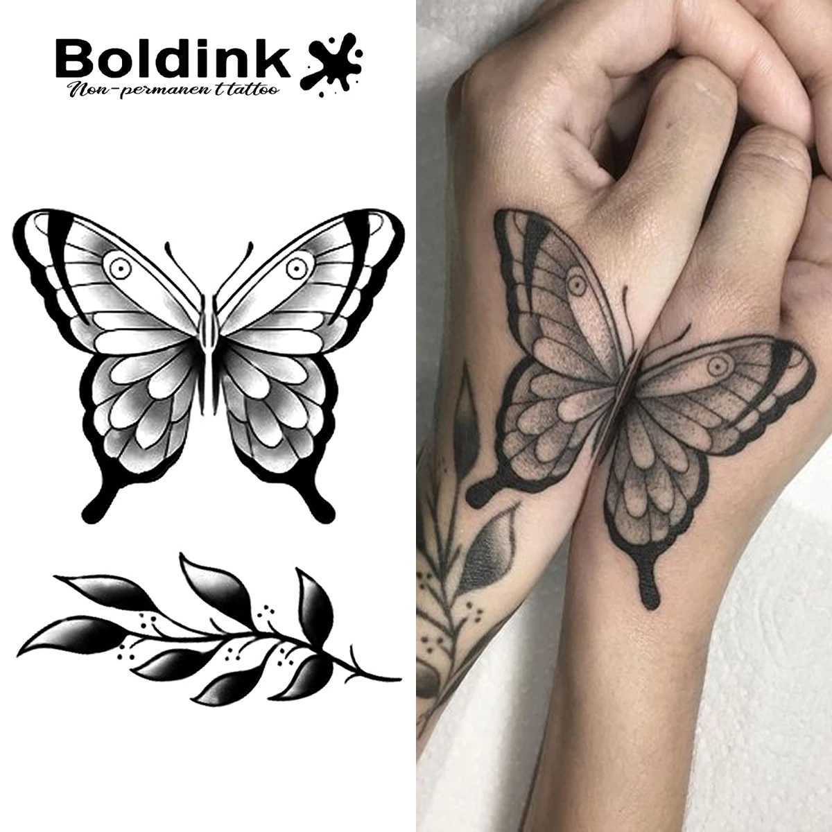 Boldink Butterfly Temporary Tattoo Lasting for 15 Days with New Technology Waterproof Semi Permanent Stickers W250410