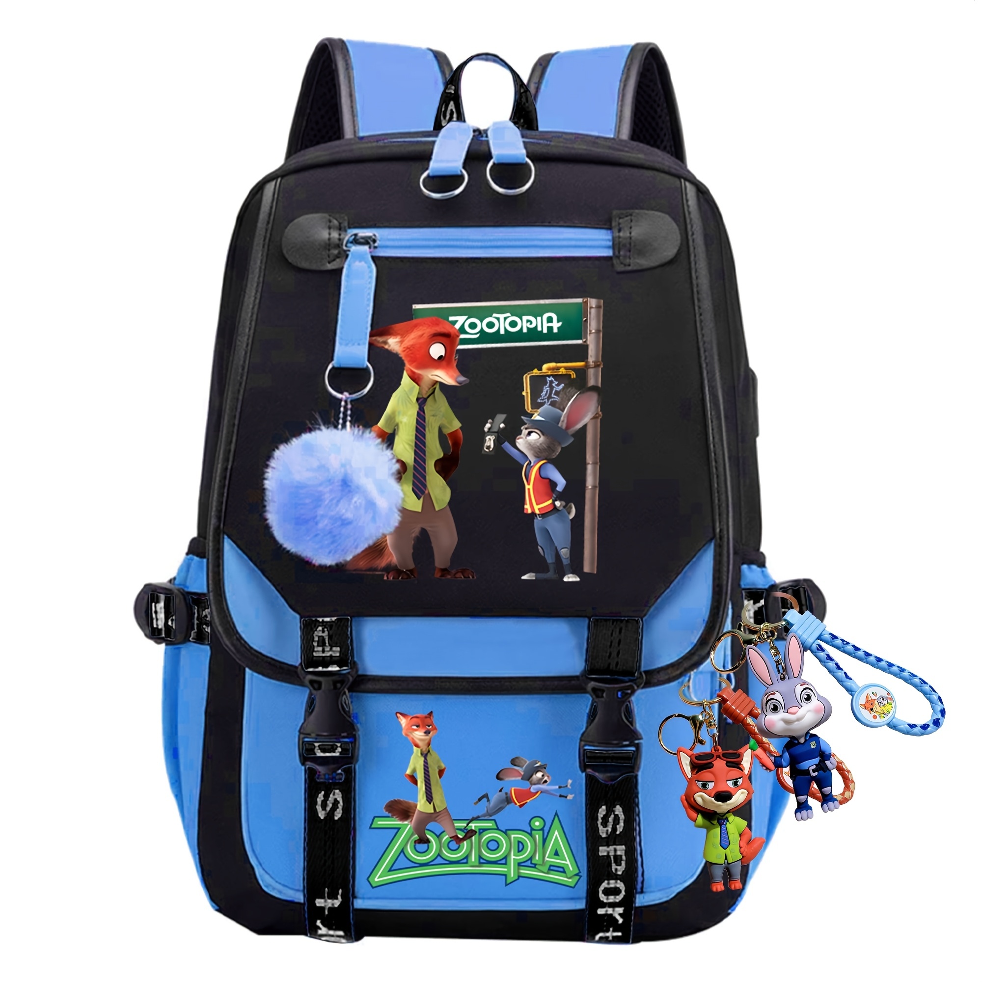 Disney Zootopia Licensed 17inch High-Quality Backpack - Durable Machine Washable, with Adjustable Thickened Shoulder Straps, Reinforced Bottom Design,