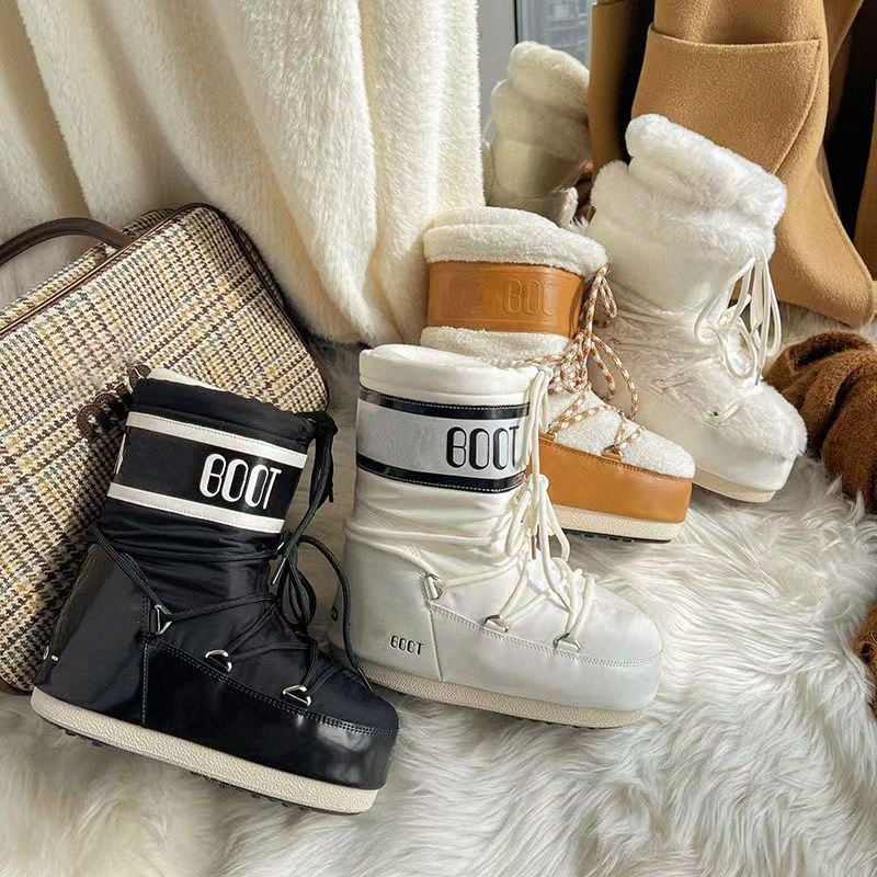 Designer Moons Snow Boot Luxury Chunky Black Snow Nylon Moons Knee Boot Womens Platform Boots Winter Warm Knight Booties I5Oh#