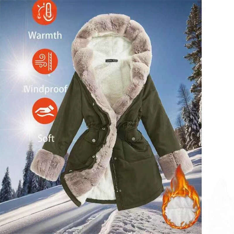 In Stock Wish European and American Hot-Selling Drawstring Fleece-Lined Collar Women's Slim Cotton Jacket