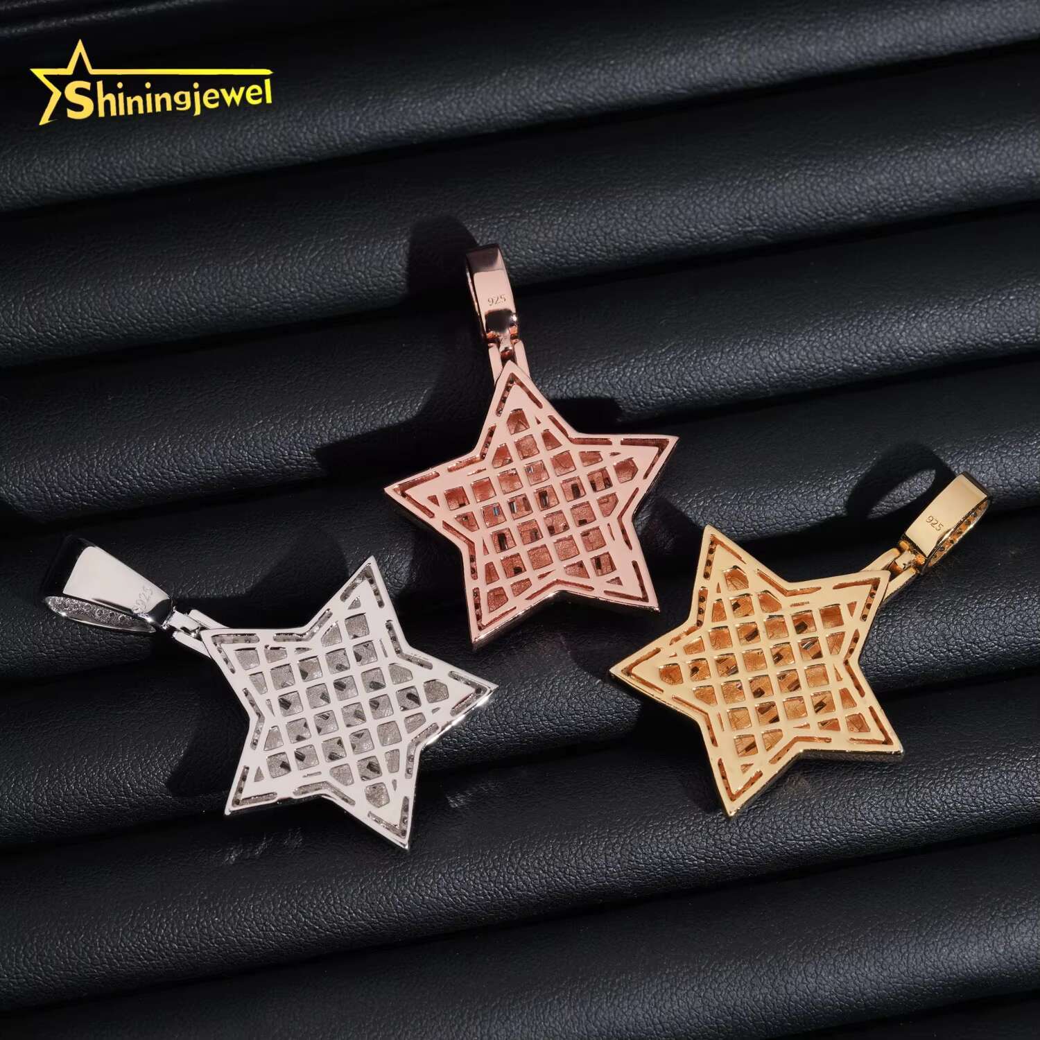 New Design Fine Jewelry Solid 925 Sterling Silver Gold Plating Hip Hop VVS Diamond Necklace Moissanite Iced Out Star Pendant