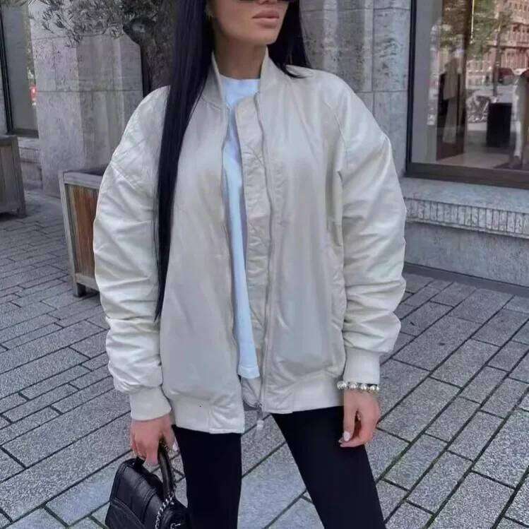 Loose Fit Fashionable Cotton Jacket Women's Windproof Winter Outerwear Thickened Long Sleeve Flight Style Slimming Coat