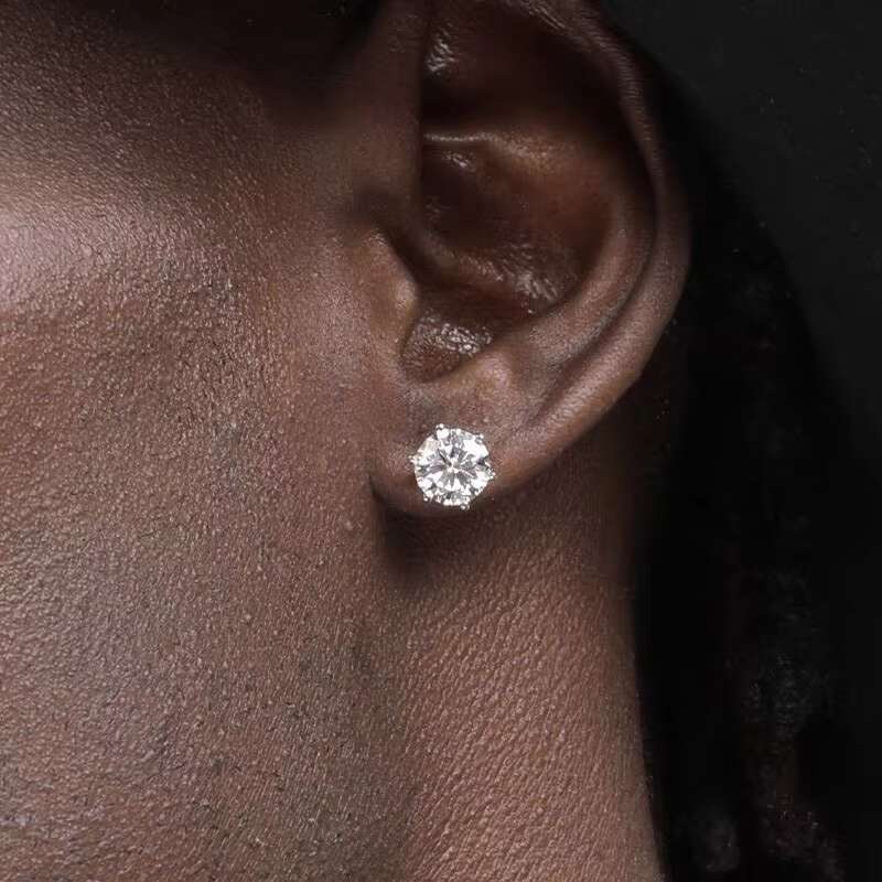 Fashion Style Classic 925 Sterling Silver With D Color Round Moissanite Diamond Jewelry Charm Earrings