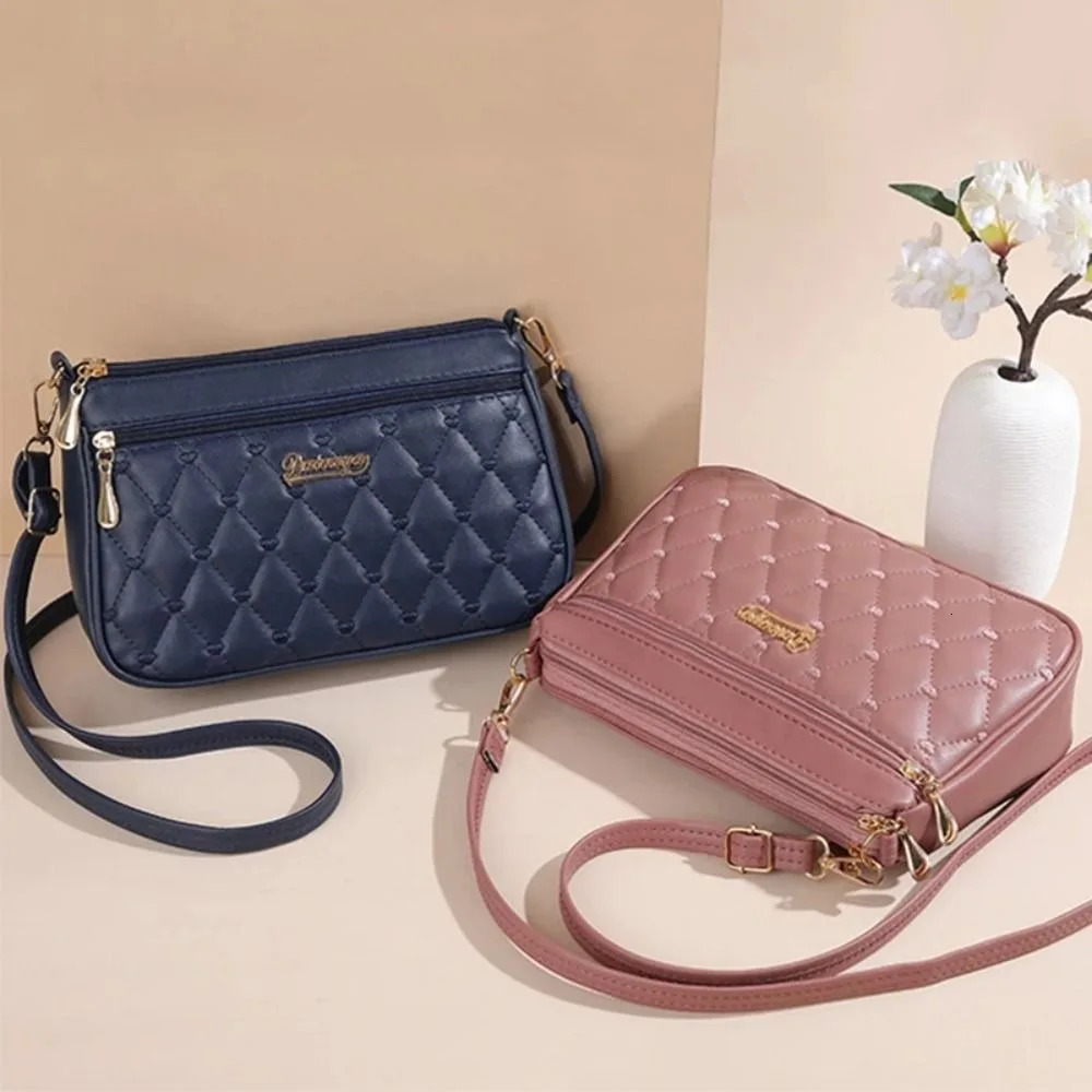 PU Leather Crossbody Bags Zipper New Fashion Shoulder Bag for Women Large Capacity Embroidery Thread Small Purse and Handbags R251110