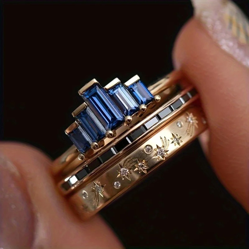 3-piece womens ring set set with synthetic cubic zirconia rings as an ideal gift for Christmas and Year 251110