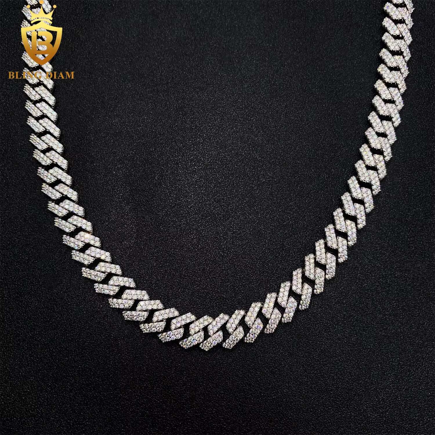10mm 2Rows Hip Hop Jewelry 925 Sterling Silver Vvs Moissanite Iced Out Miami Cuban Link Chain Promotions and Discounts