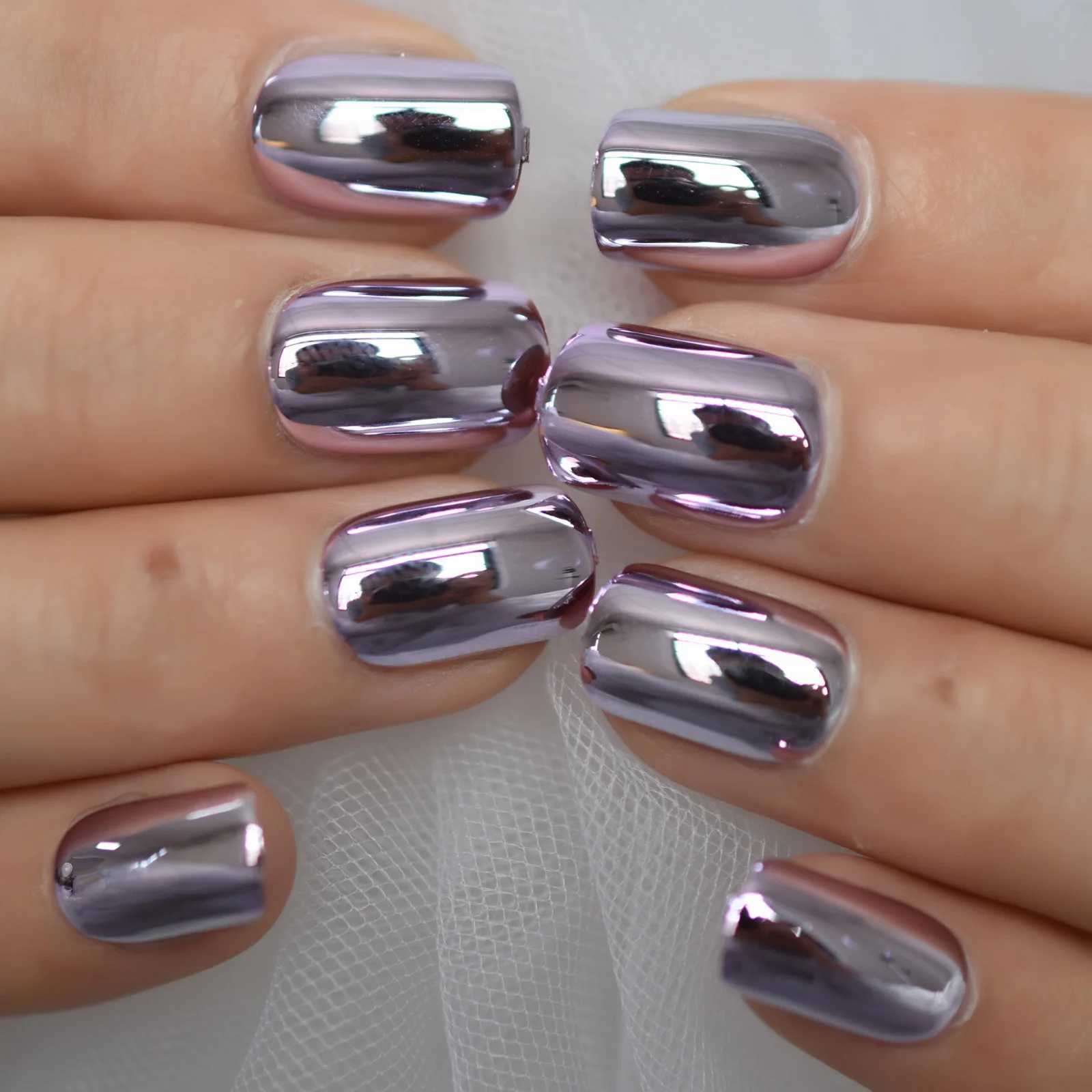 Square chrome plated medium-sized press nail 202 full cover nail tip nail art product W250410