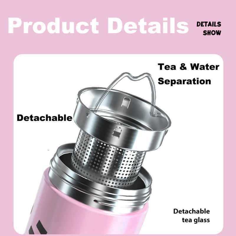 Fashionable cup 600ML Stainless Steel Straw Cup 2025 Trendy Insated Water Bottle for Wen Girls Kids Travel Thermos with Carry Y251110