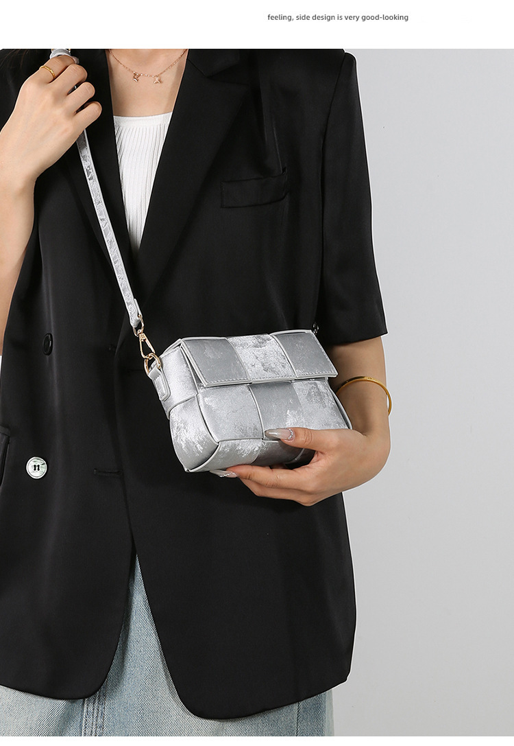 Women's bags 2025 new trendy high-end fashion versatile shoulder crossbody bag summer woven handbag small square bag