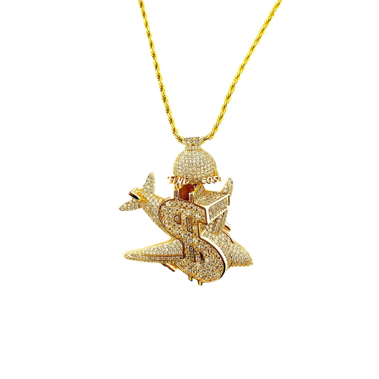 Hip hop airplane moissanite necklace pendant mens and womens personalized high-end hip-hop 925 silver pendantjewelry