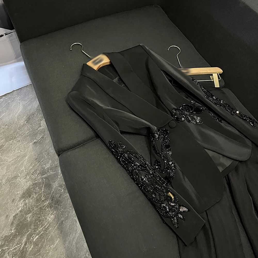 TWOTWINSTYLE Light Solid Two Piece Sets For Women Lapel Long Sleeve Top High Waist Pants Sexy Set Female Style W251110