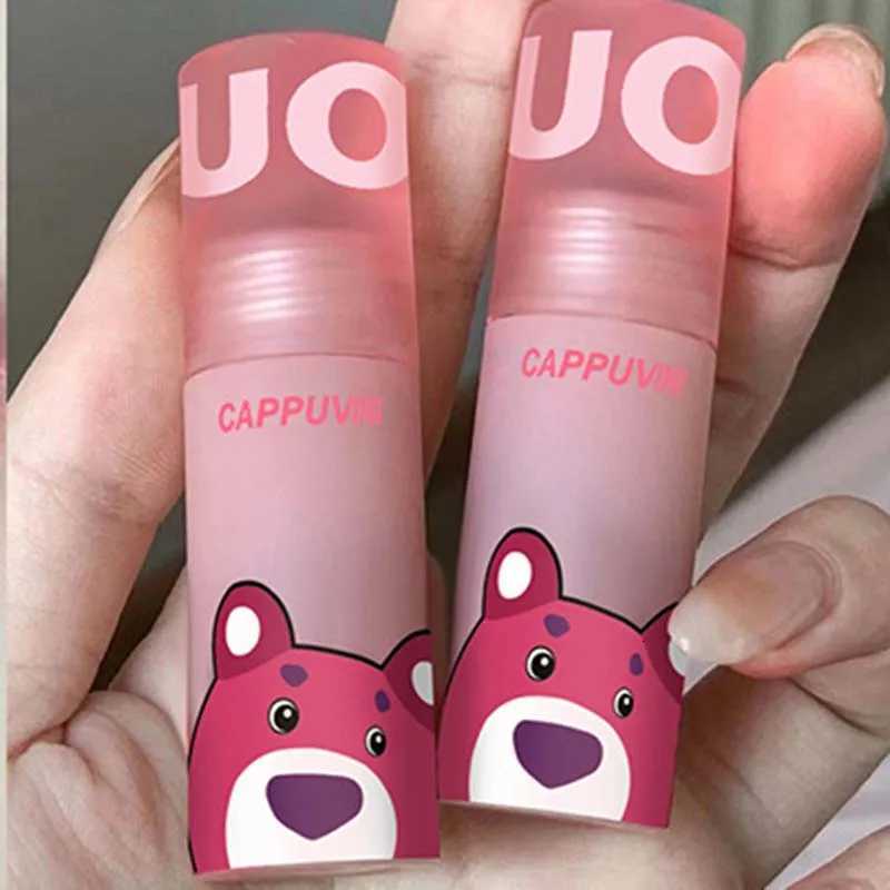 Cute Bear Lip Glaze Strawberry Red Matte Liquid Lipstick Nude Color Low Saturation Pink Lip Tint Cute Girl Makeup Lip Gloss 1pcsT251110