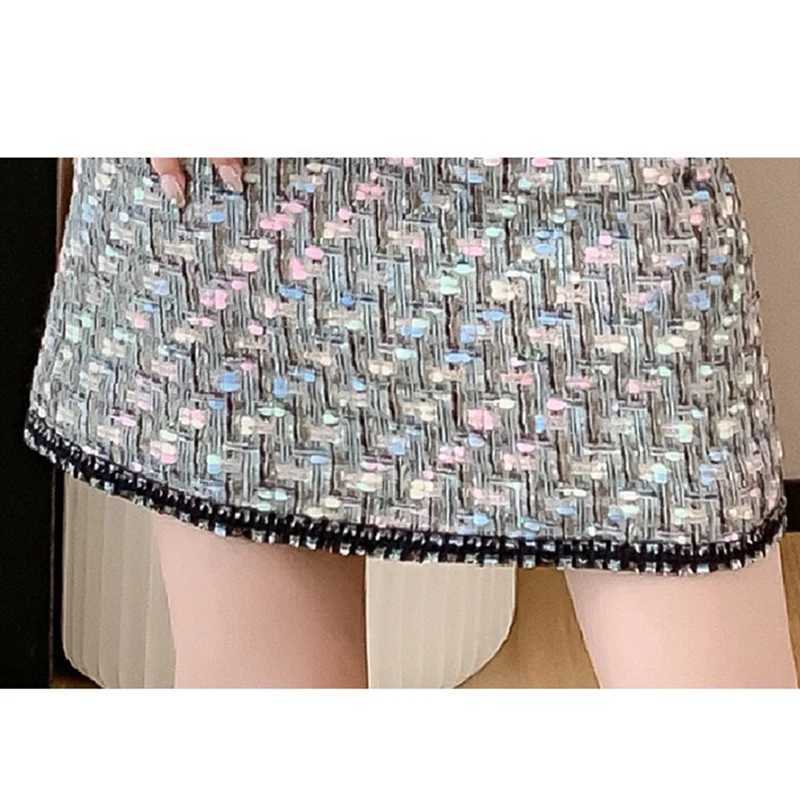 Elegant Women Vintage Tweed Suit Jacke Coat Top Mini Skirt 2 Piece Set Outfit 2024 Winter Autumn Jacquard Elegant Party Clothing W251110