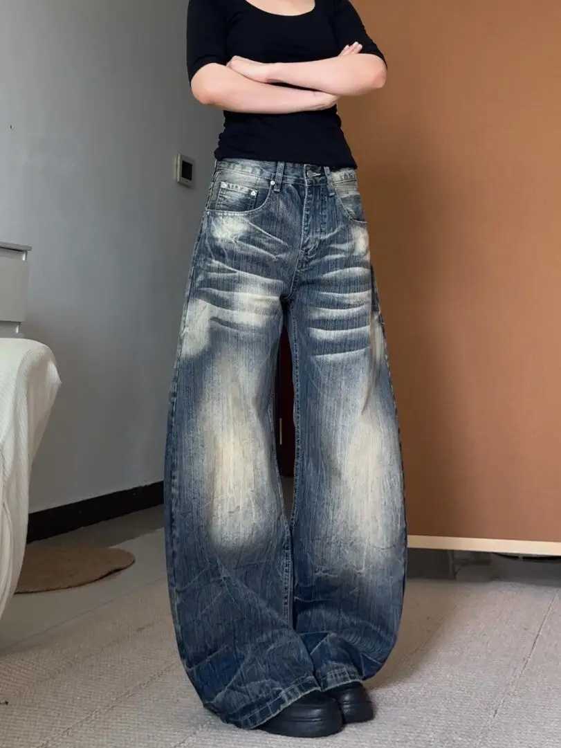 American High Street Wide Leg Jeans Trendy and Fashionable High Waisted Wide Leg Jeans Harajuku Style Hip Hop Y2k Trousers C251110