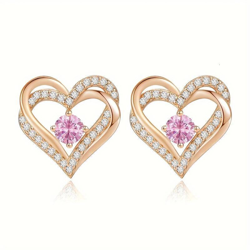 Forever Love Women's Earrings, Sterg Sier Birthstone Heart Stud Earrings Mother's Day Anniversary Birthday Jewelry Gift for Women, Wife and 
