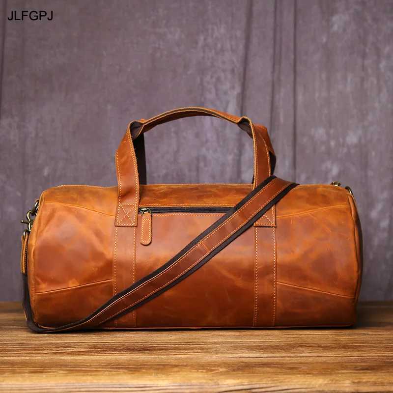 JLFGPJ Crazy Horse Leather Retro Mens Crossbody Travel Bag Made Of Genuine Leather For Daily Travel And Leisure Handbag K251110