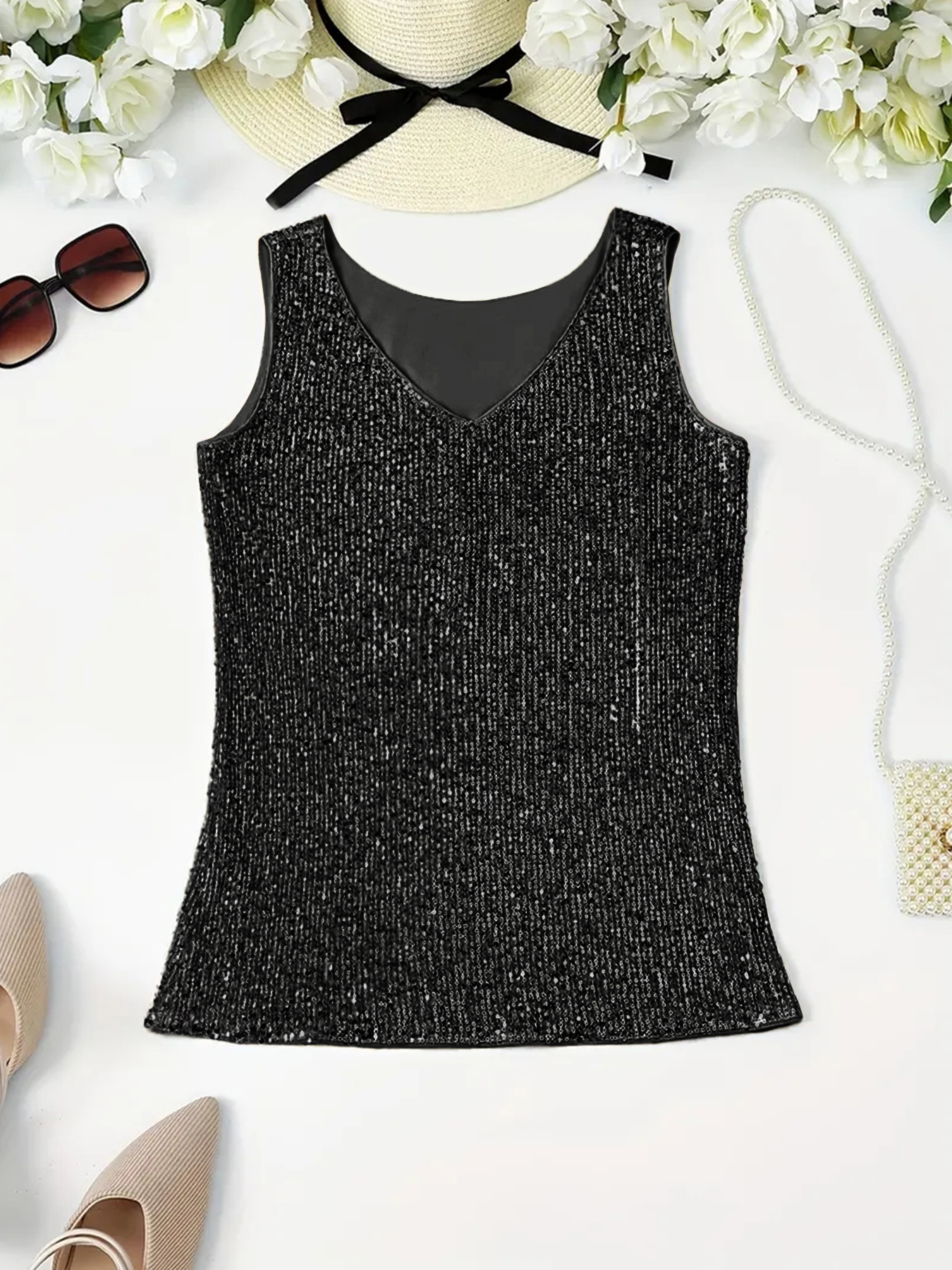 Chic Loose-Fit Womens Evening Wear with Glittering Appliques---D133