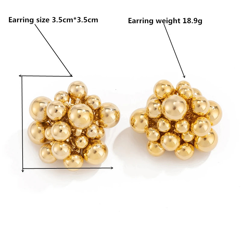 Fashion metal geometric beaded earrings for women exaggerated -selling bead earrings versatile 250409