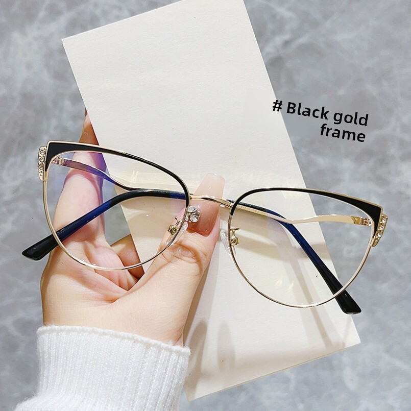 Cross-Border New Cat Eye Fashion Trend High-End Feel Non-Prescription Radiation Protection Versatile Women's Blue Light Blocking Glasses