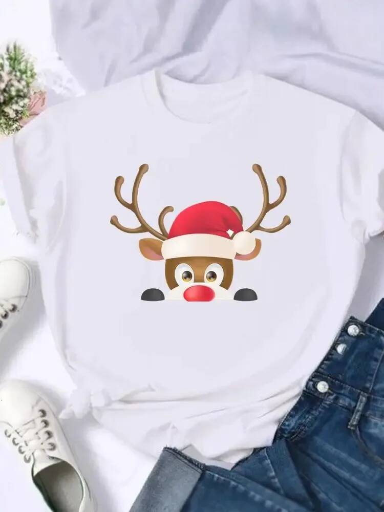 Ddmytues Christmas Fashion 2025 Print T Top Merry New Year Tree Lovely Festival Trend Holiday Graphic Tee Women Shirt Clothing T-Shirts
