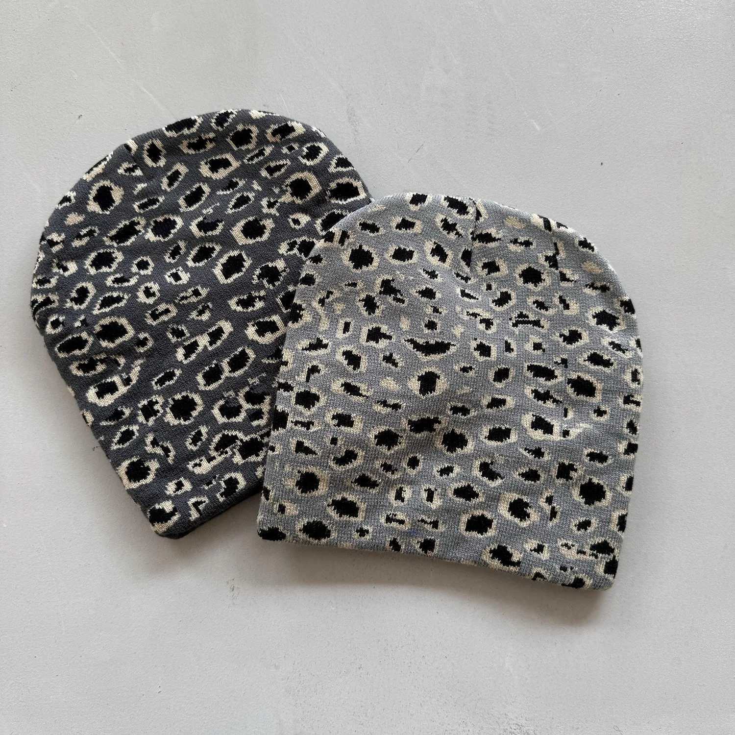 Leopard Jacquard Roll Brim Knit Beanie - Trendy Streetwear Unisex Couple Winter Hat for Fall Cold WeatherXJ251110