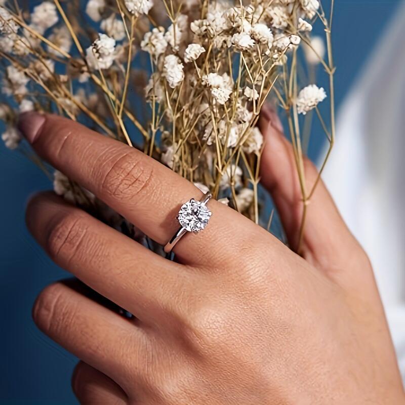 Solitaire Moissanite Engagement Ring, 1CT D Color VVS1 Clarity, White Gold Plated, Ideal Gift for Women