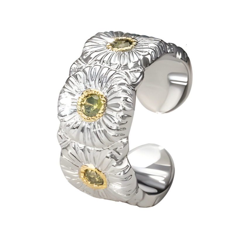 Italian Sterling Silver Small Daisy Ring For Women New Open Ring Gold Plated With Diamonds Bujia Designer Ring Ring Fashion Ring Xiaohongshu Hot Item
