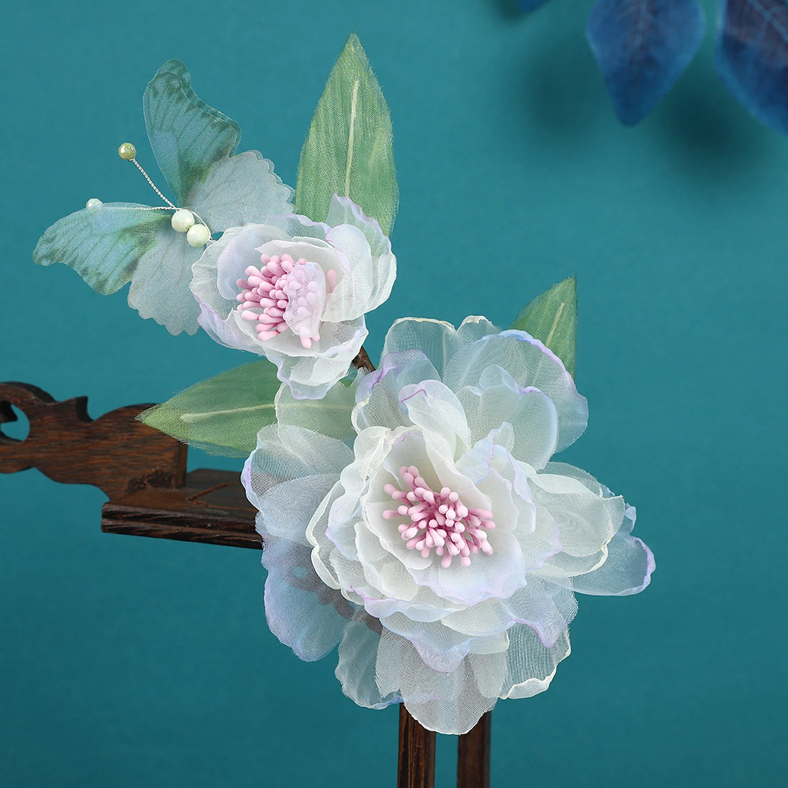 2 cute hair clips silk flower hair clips Chinese Hanfu hair accessories handmade vintage pearl bucket girl hair accessories 250409