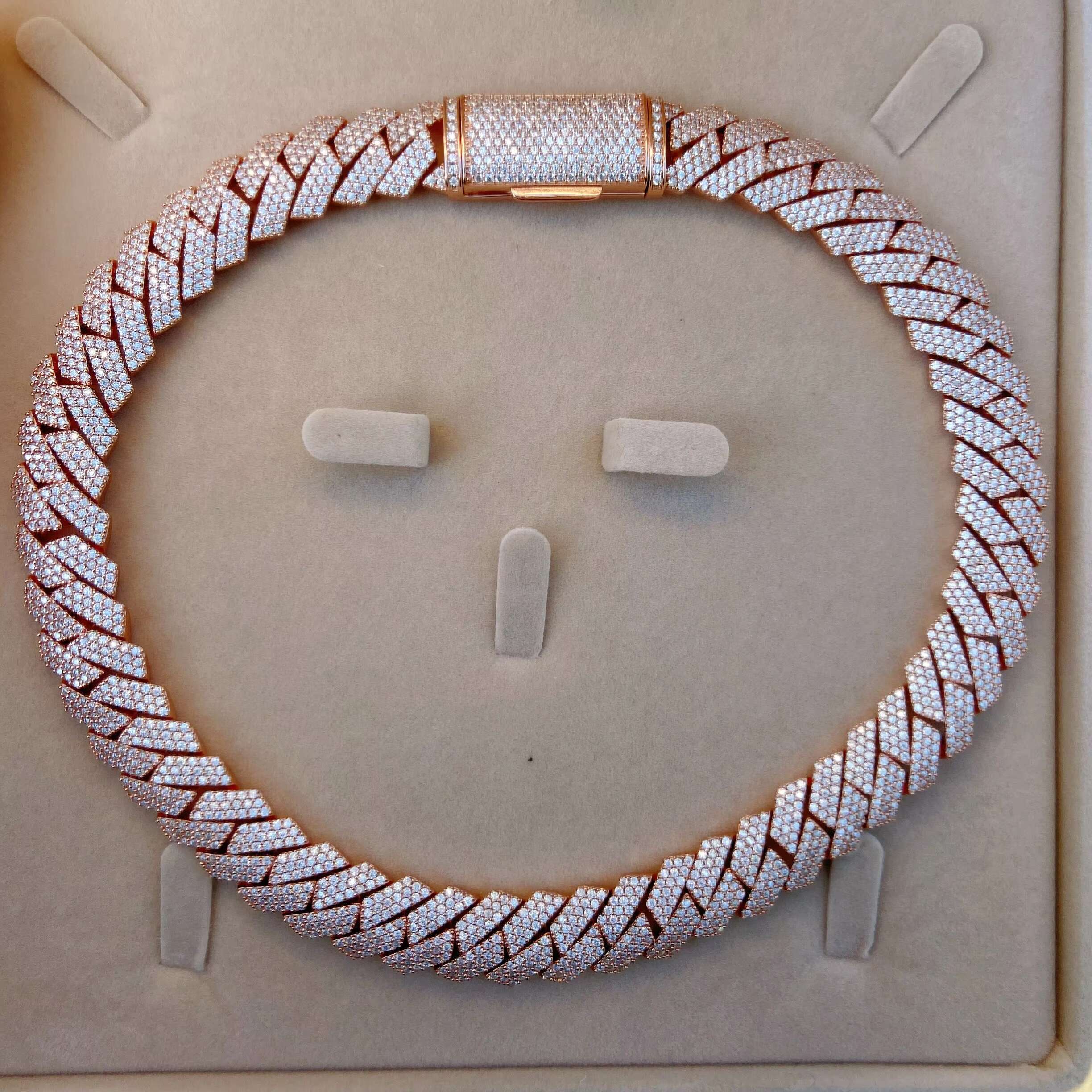 Luxury 15mm Cuban Link Chain S925 Fine Jewelry VVS Moissanite Diamond Necklace with Hip Hop Style From Miami