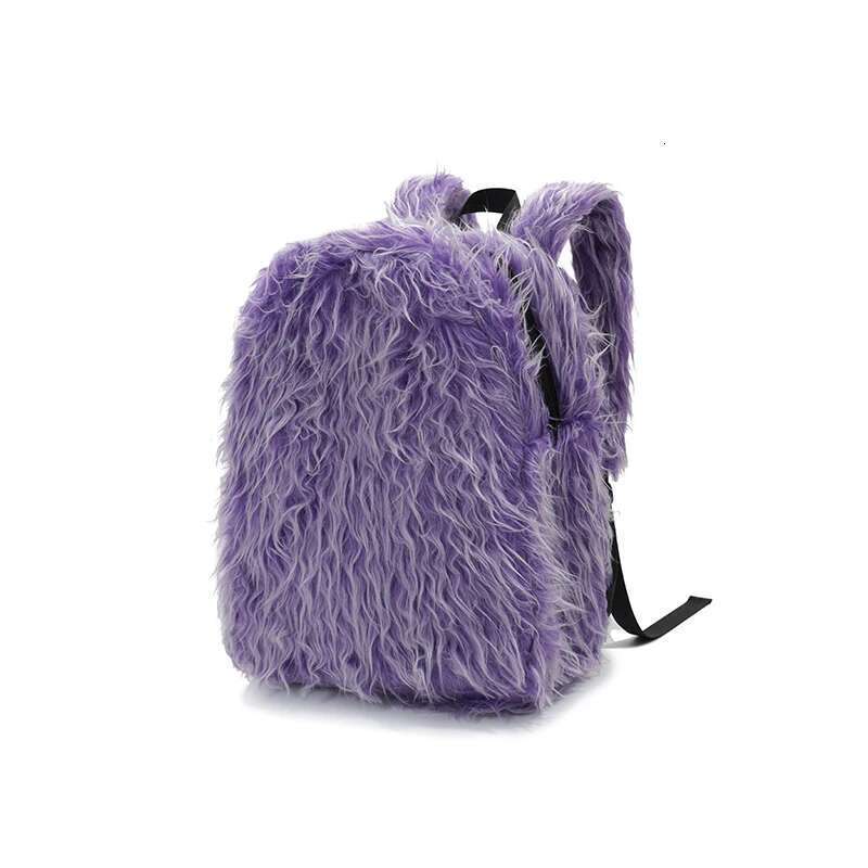 Personality Plush Fringe Double Shoulder Backpack Autumn And Winter New Large-capacity Portable Commuter Schoolbag For Women