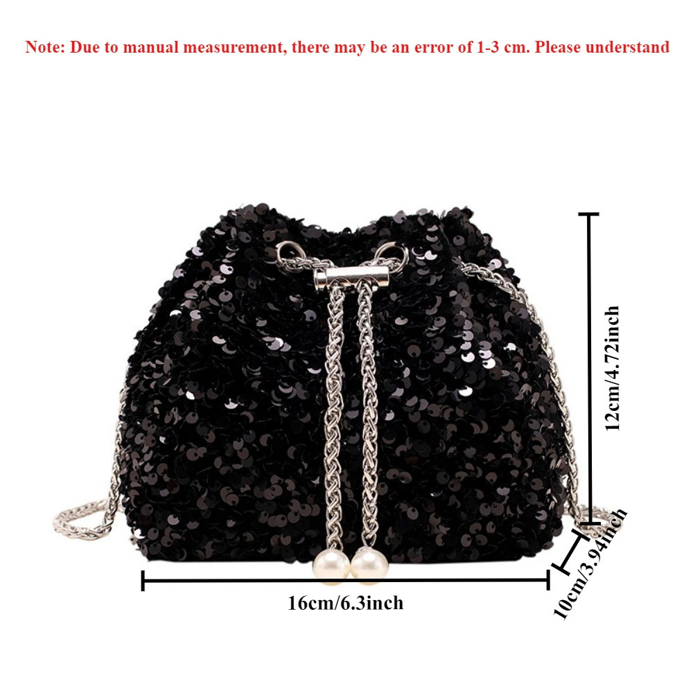 Goodlooking Personality Sequin Womens Korean Bucket Bag Bright Eyes Style Fashion Crossbody Dinner Single Shoulder Bags 251110