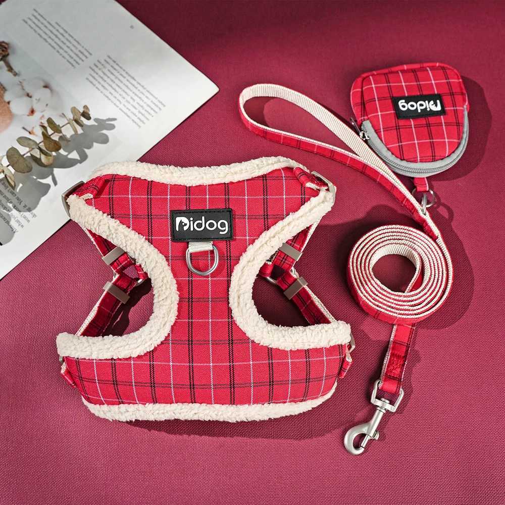 Breathable Dog Harness Leash Bag Set Winter Warm Dog Fur Harnesses Vest Pet Walking Rope With Garbage Bag for Small Medium Dogs J251110