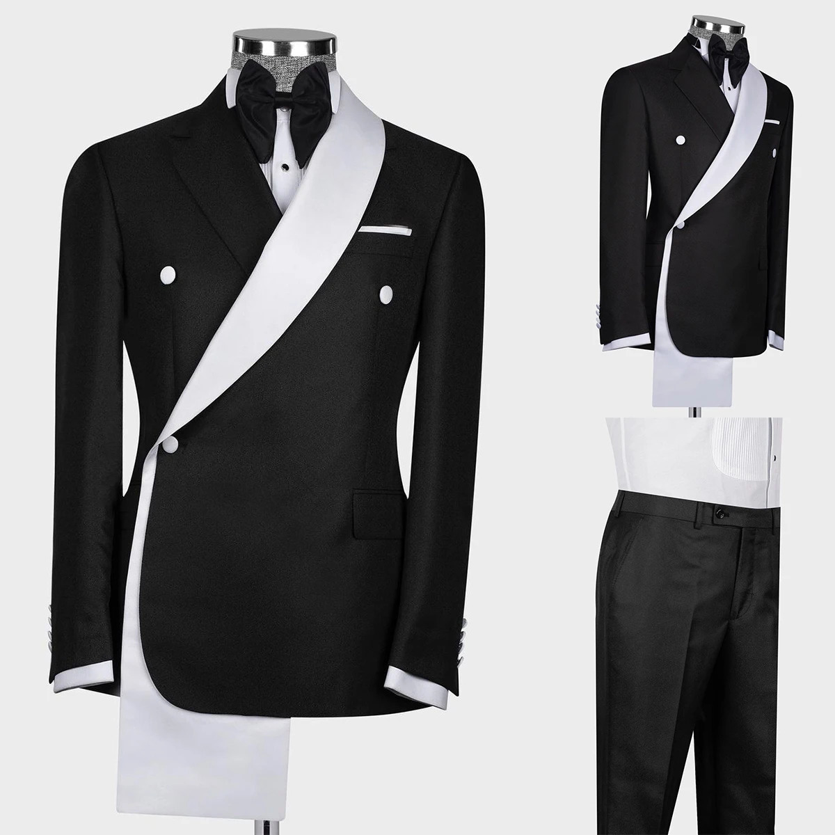 Slim Fit Mens Two Pieces One Button Suit Black Jacket Pants Tuxedos Stylish Prom Wedding Dinner Formal Men Suits 250409