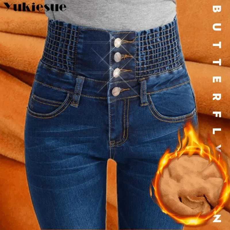 winter warm thick fleece womans jeans with high waist jeans woman mom jeans womens jeans for women jean femme clothe black C251110